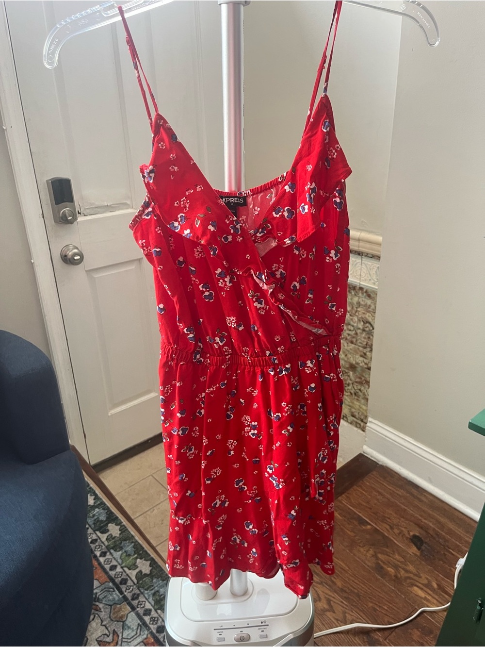 Express Red Floral Wrap-Style Sundress